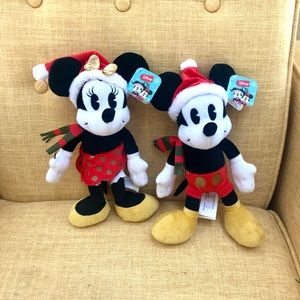 Disney Mickey & Minnie Mouse Christmas Plush Set